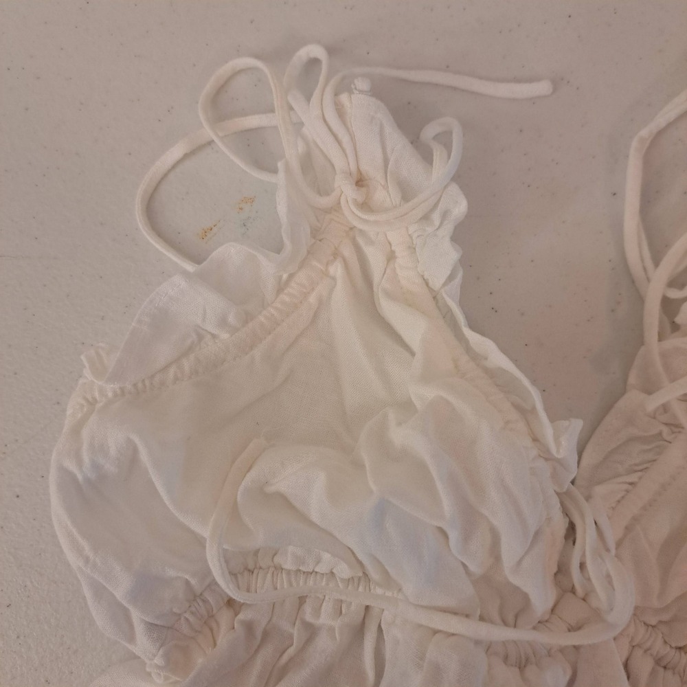 Wild‎ Fable Cami Top Womens XXS White New Peplum Ruffle Tie Straps 1139-200-CB5 - Picture 4 of 4